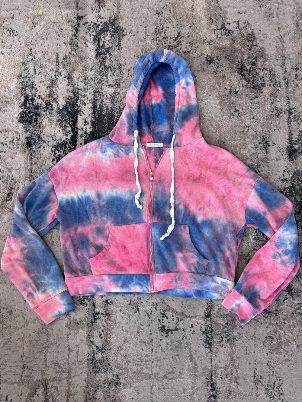 Tie dye crop zip up hoodie